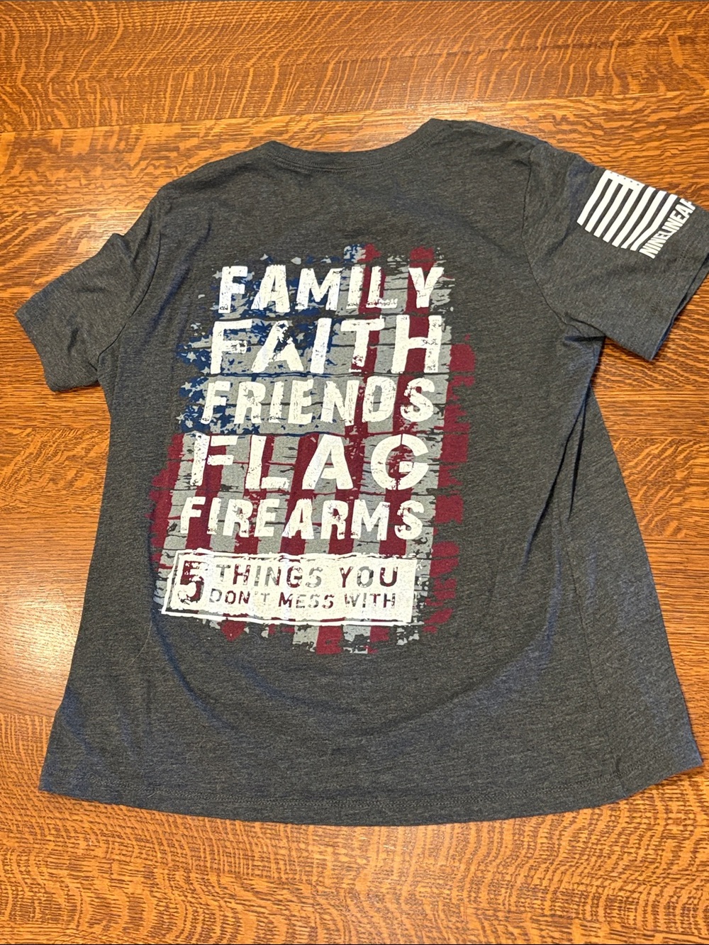 Nine Line Heather Charcoal Tee Unisex size large 5 Things you don’t mess with.